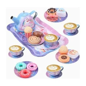 Juego de 27 piezas de fiesta de té para niños para niñas_5