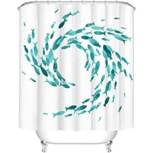 RnnJoile Juego de cortinas de ducha con diseño de peces de_1