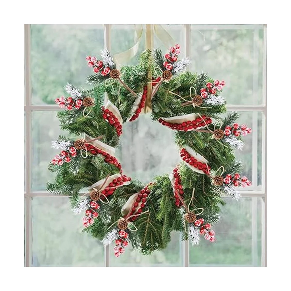 FUTERLY 10 Pcs Christmas Berries Pine Cones for DIY