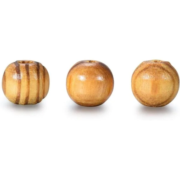 300 cuentas de madera a rayas redondas naturales de 0.394
