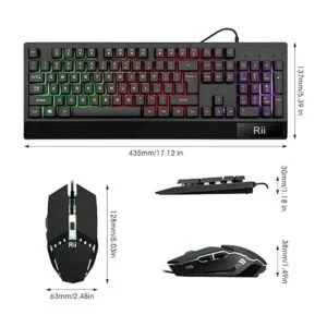 Rii Combo de teclado y mouse para juegos RK400 RGB