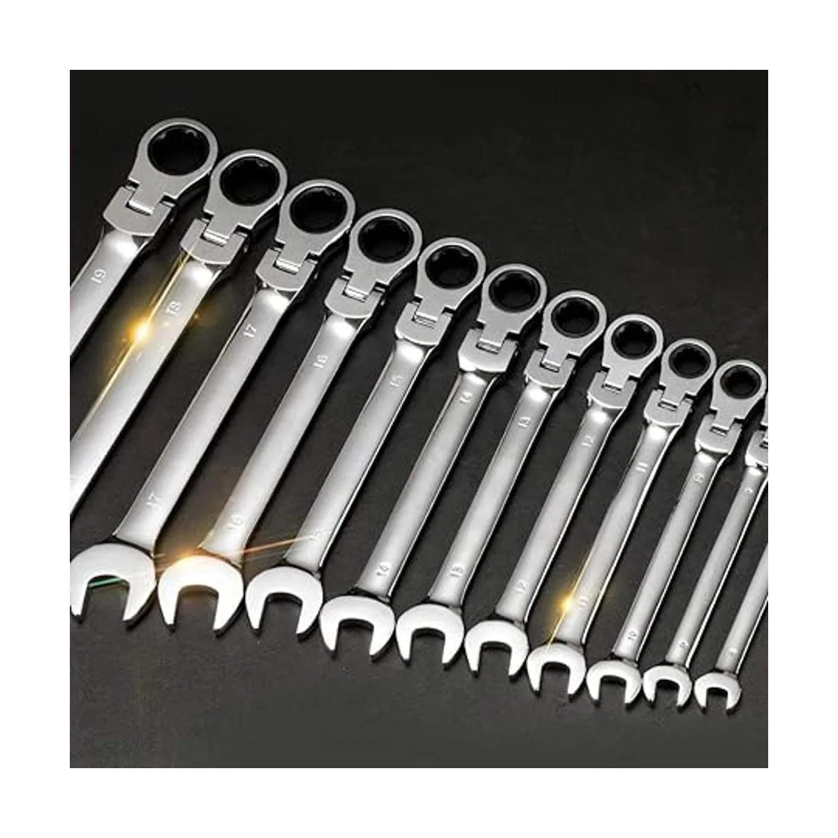 Juego de llaves de trinquete de cabeza flexible de 22