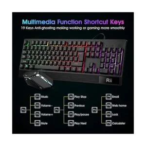 Rii Combo de teclado y mouse para juegos RK400 RGB