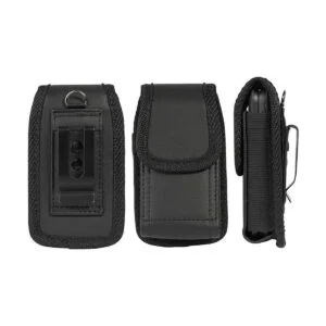 Nakedcellphone Funda vertical de cuero vegano negro con_4