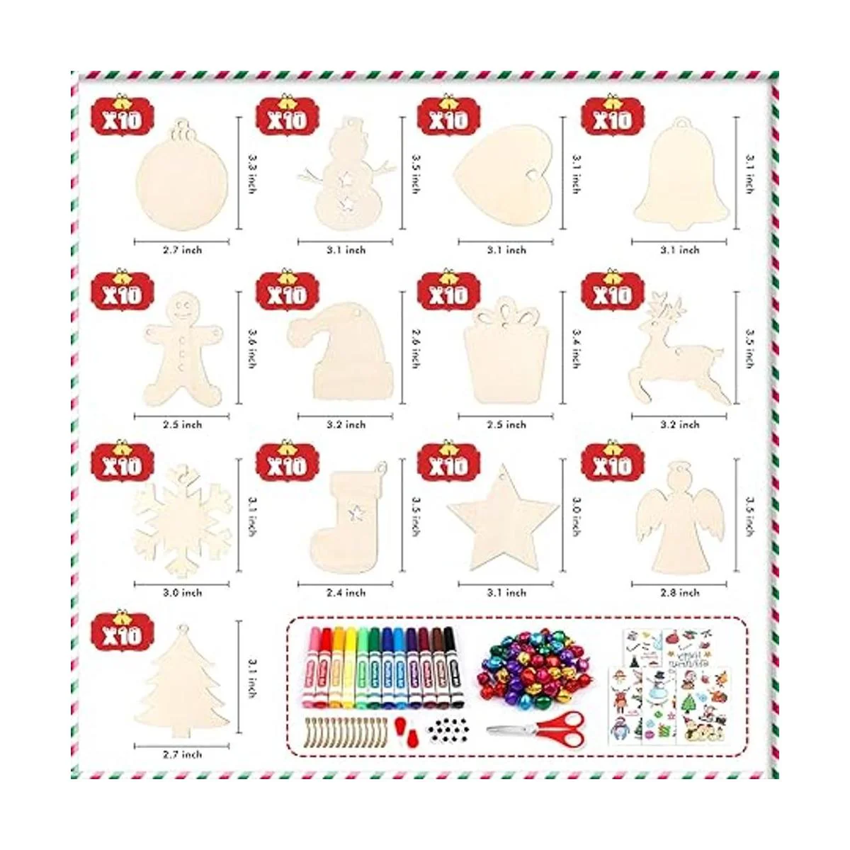 Kit de adornos de Navidad de madera 360 piezas Shuttle