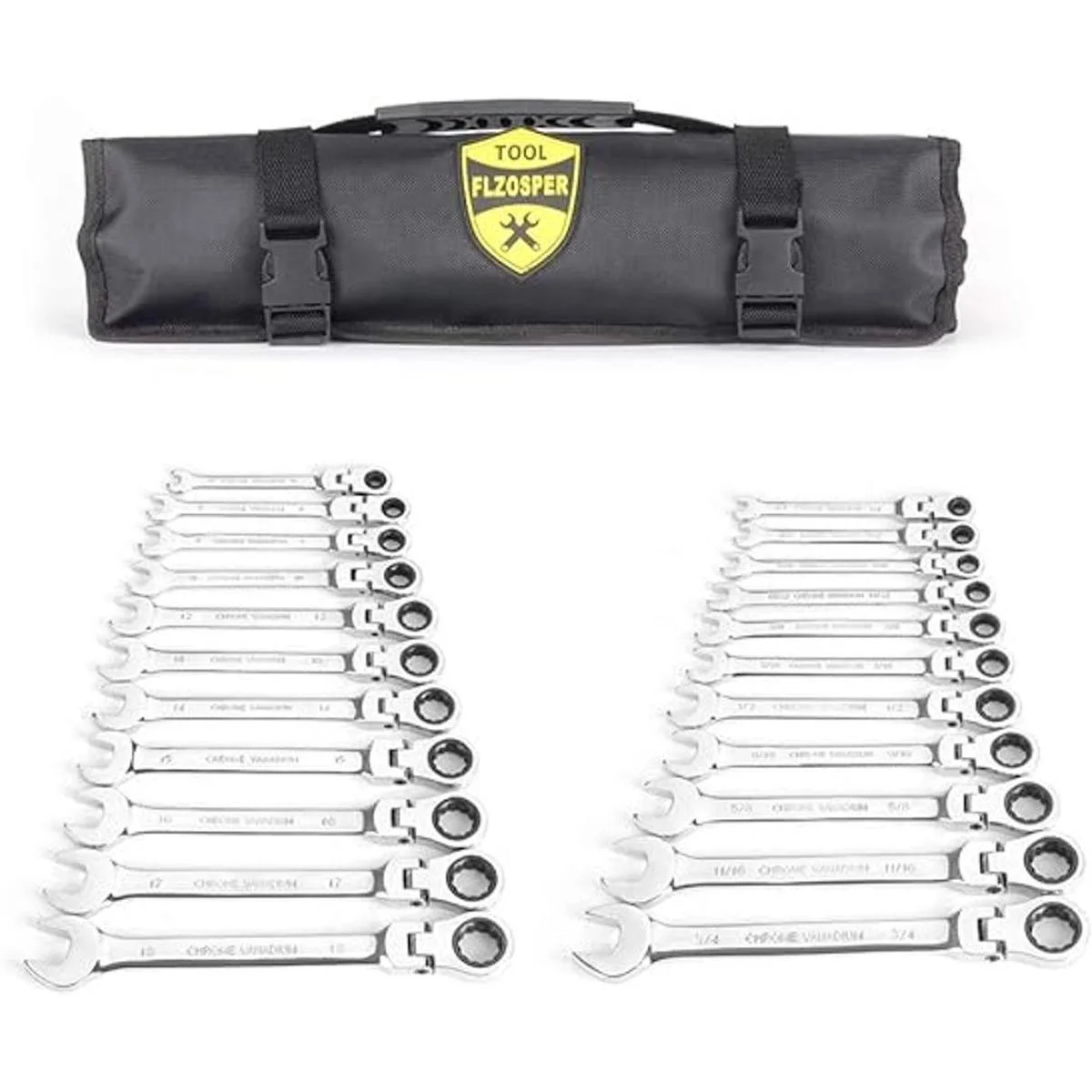 Juego de llaves de trinquete de cabeza flexible de 22