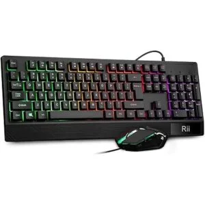 Rii Combo de teclado y mouse para juegos RK400 RGB