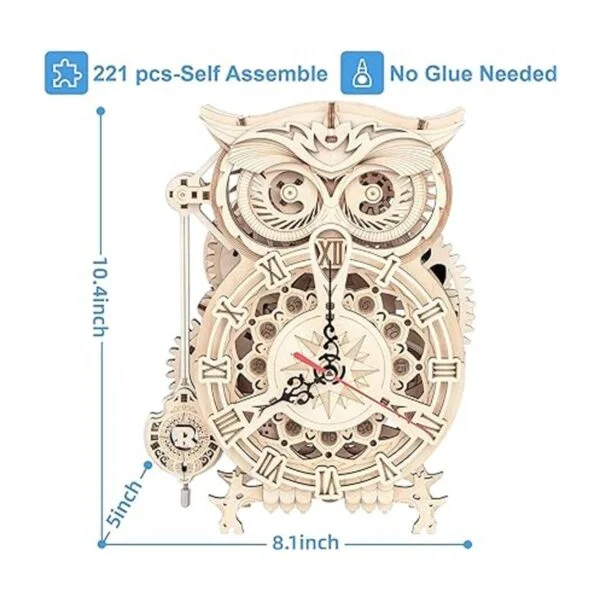 RoWood Rompecabezas 3D para adultos reloj de búho de_5