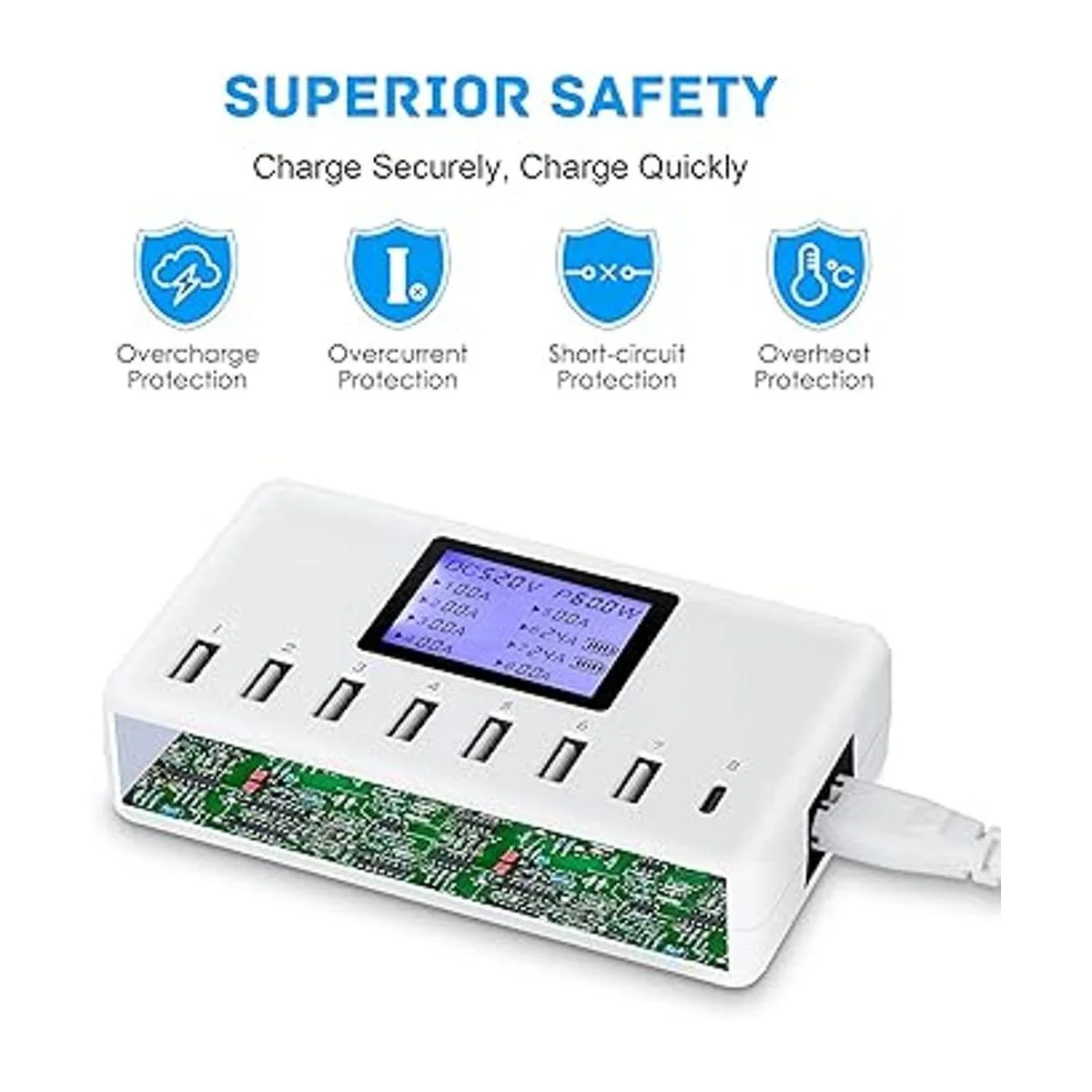 Slitinto Cargador USB estación de carga USB de 60 W 12_6