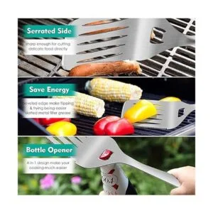 HaSteeL Juego de utensilios de parrilla 18.0 in acero