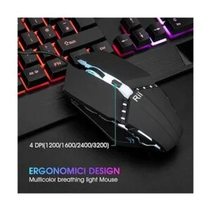 Rii Combo de teclado y mouse para juegos RK400 RGB