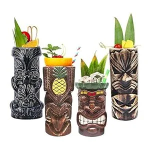 Tiki Juego de 8 tazas de cóctel Tazas de cerámica Tiki_4