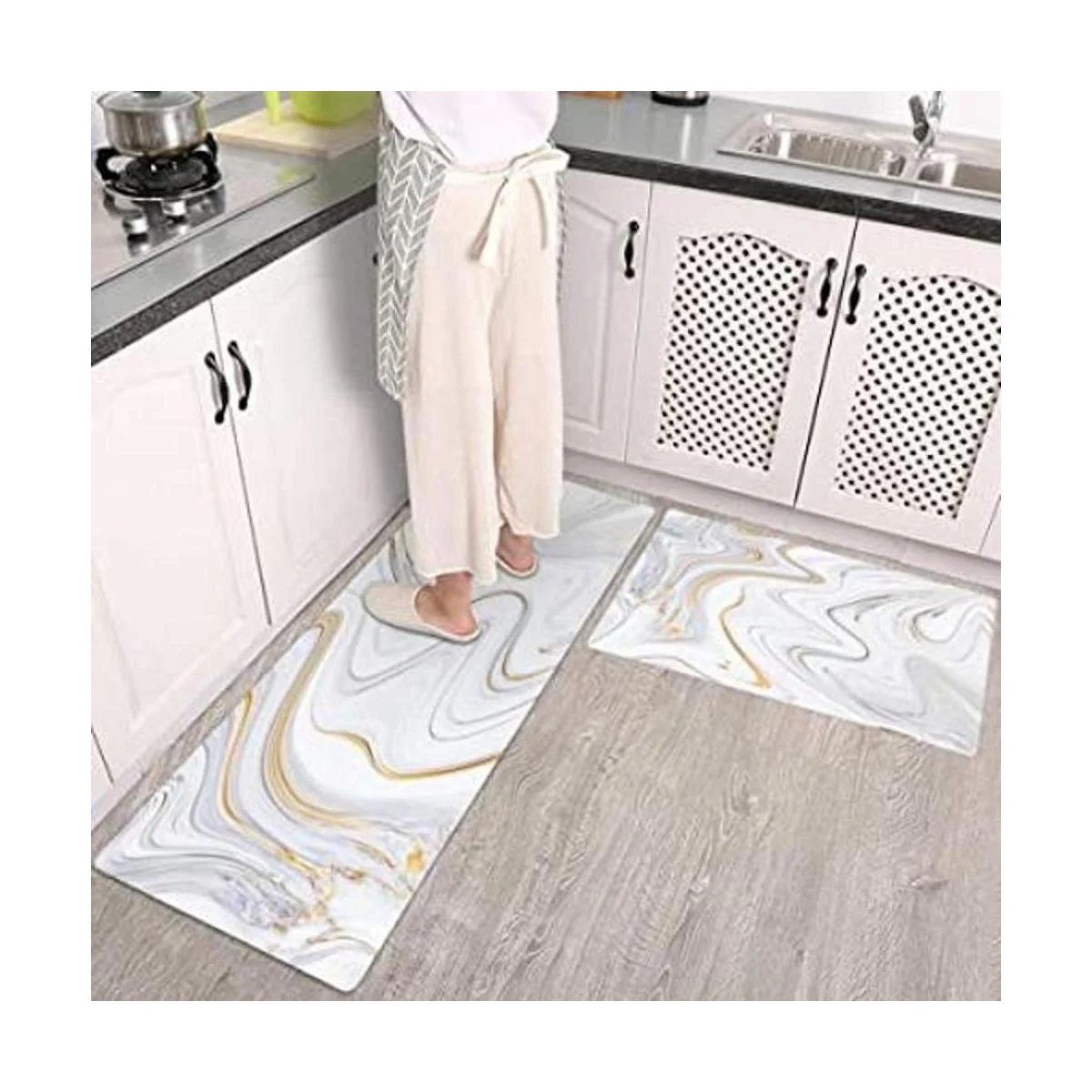 Colorful Star Juego de 2 alfombras de cocina acolchadas_1