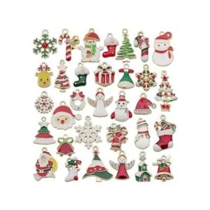 32 dijes de Navidad esmaltados dorados para hacer joyas