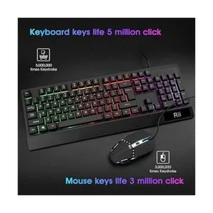 Rii Combo de teclado y mouse para juegos RK400 RGB