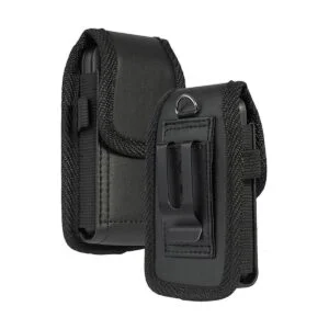 Nakedcellphone Funda vertical de cuero vegano negro con_1