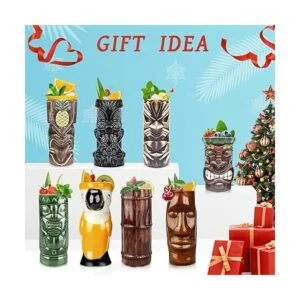 Tiki Juego de 8 tazas de cóctel Tazas de cerámica Tiki_6