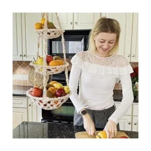 Kikis Living Cesta de frutas de macramé colgante Hamaca_4