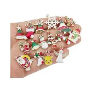 32 dijes de Navidad esmaltados dorados para hacer joyas