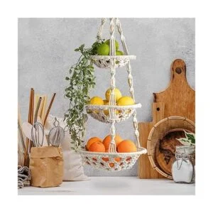Kikis Living Cesta de frutas de macramé colgante Hamaca_5