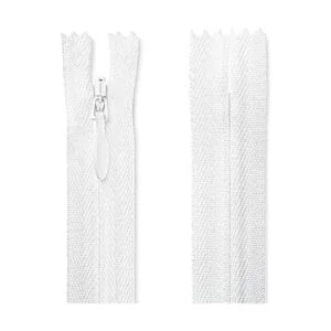 Cremallera invisible de 18 pulgadas blanco no separación