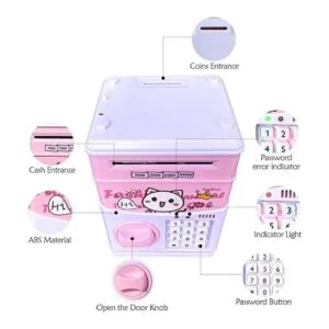 JUNEU Alcancía electrónica para niños banco de dinero con_2