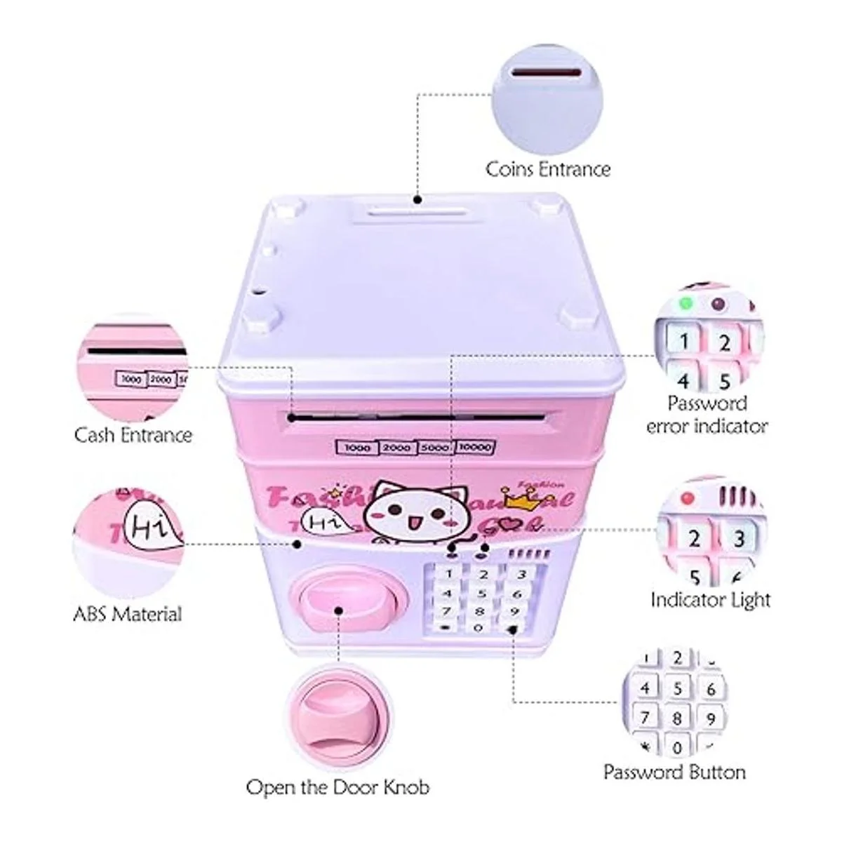 JUNEU Alcancía electrónica para niños banco de dinero con_2