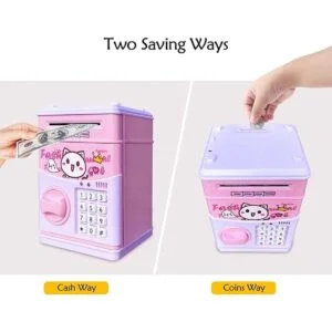 JUNEU Alcancía electrónica para niños banco de dinero con_3