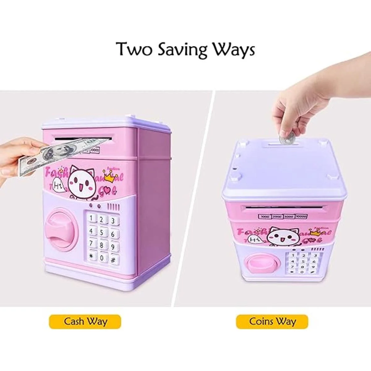 JUNEU Alcancía electrónica para niños banco de dinero con_3