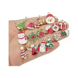 32 dijes de Navidad esmaltados dorados para hacer joyas