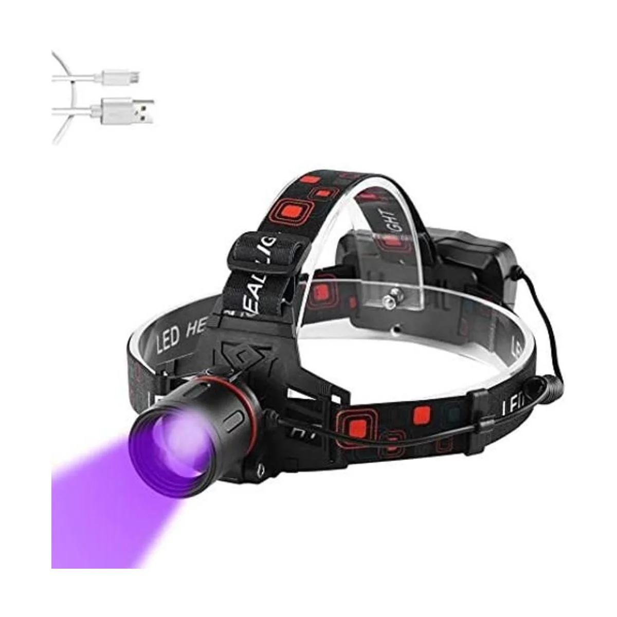 PROFORUS Linterna frontal UV recargable faro con luz UV_1