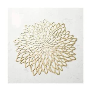 12 manteles individuales metálicos con flores huecas de_2