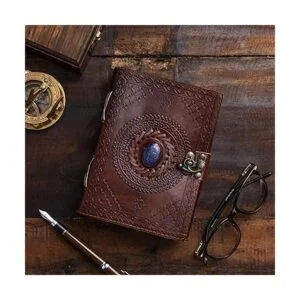 Diario de piel vintage con piedra semipreciosa cierre de_2