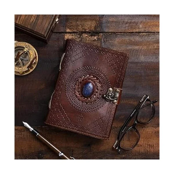 Diario de piel vintage con piedra semipreciosa cierre de_2