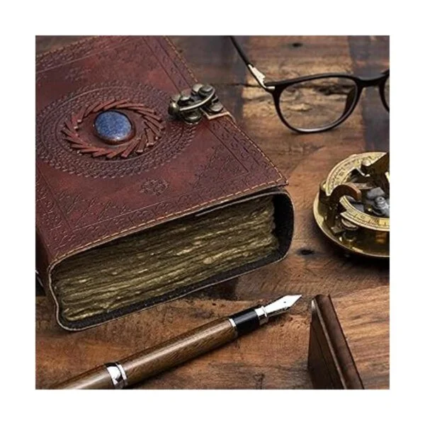 Diario de piel vintage con piedra semipreciosa cierre de_4