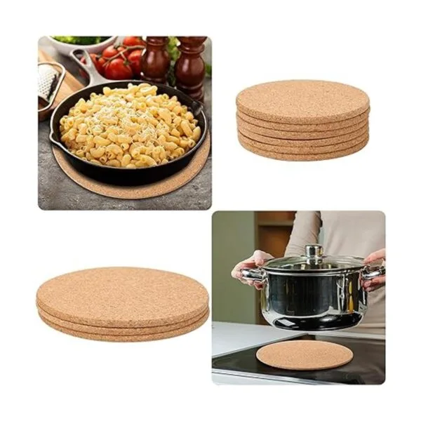 Posavasos de corcho para copa de madera grueso redondo