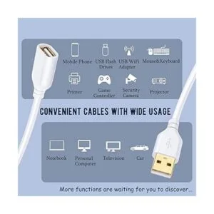 Costyle Cable de extensión USB de 15 pies color blanco_5