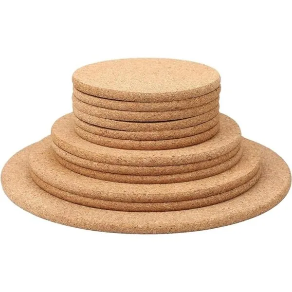 Posavasos de corcho para copa de madera grueso redondo