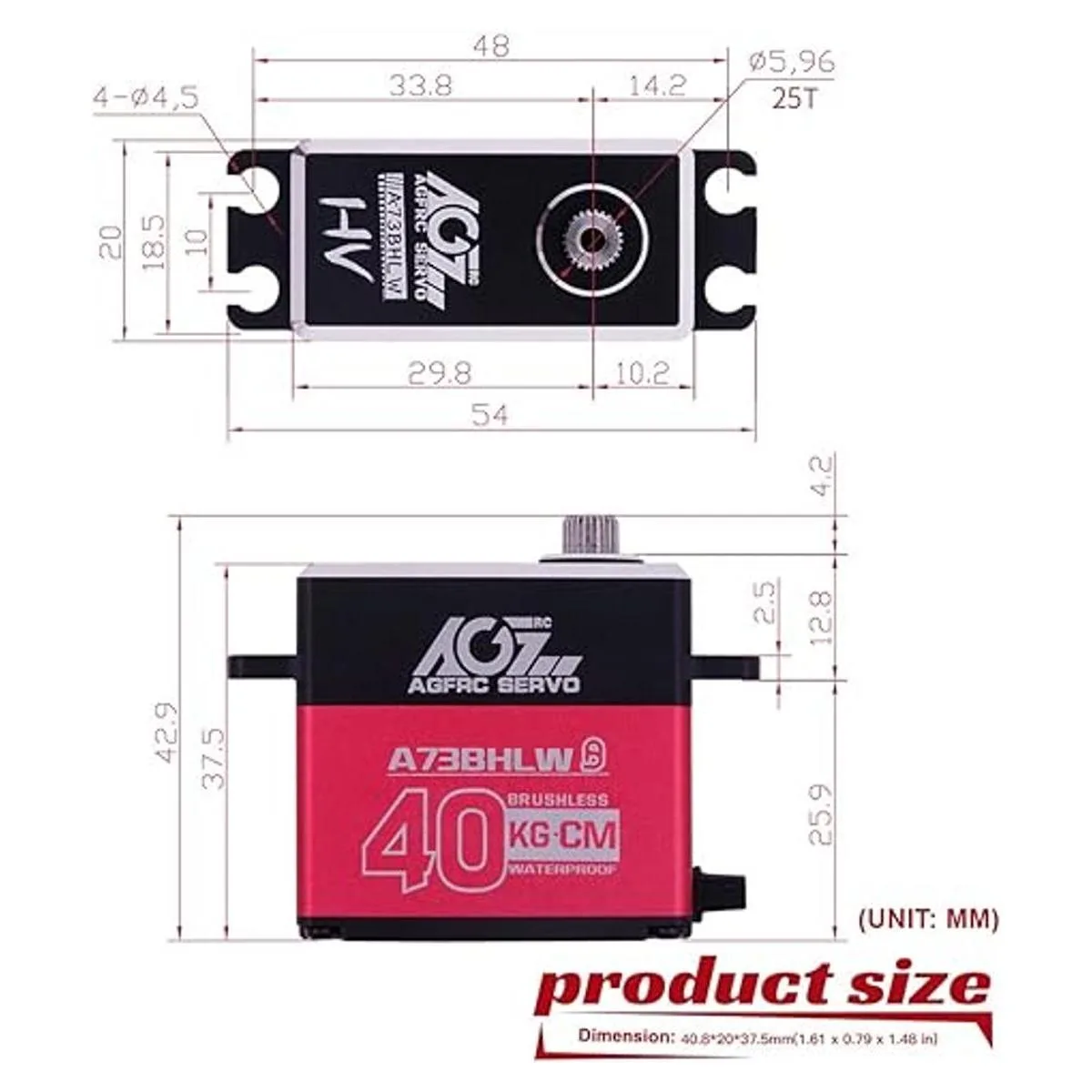 AGFRC Servo digital de dirección impermeable de 88.2 lbs_5