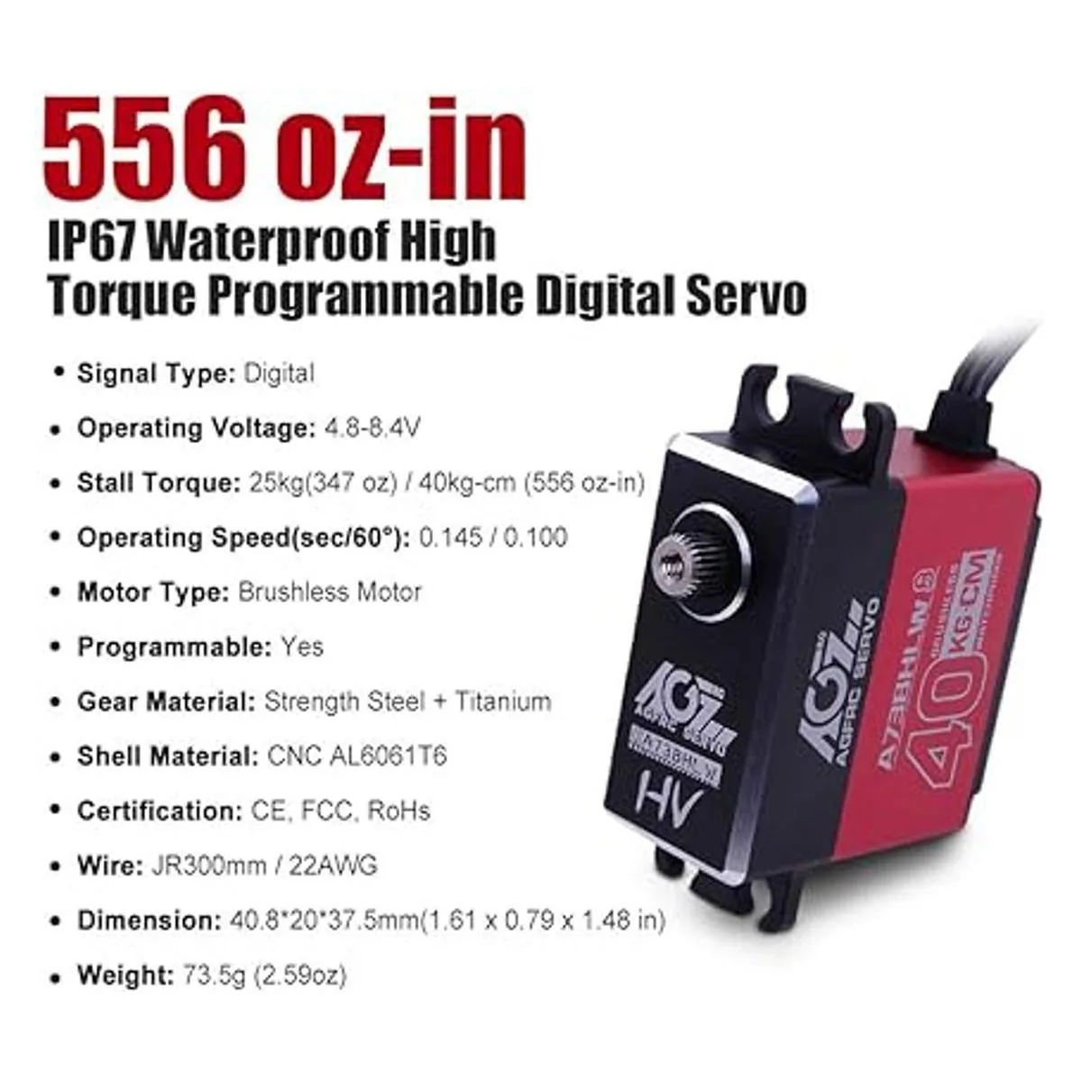 AGFRC Servo digital de dirección impermeable de 88.2 lbs_2