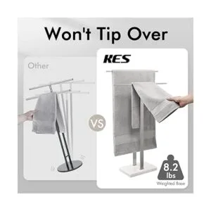 KES Toallero de pie de 2 niveles con base de mármol para_2