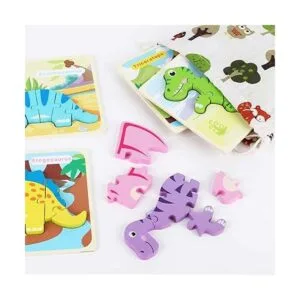 SYNARRY Paquete de 6 rompecabezas de madera de dinosaurio_4