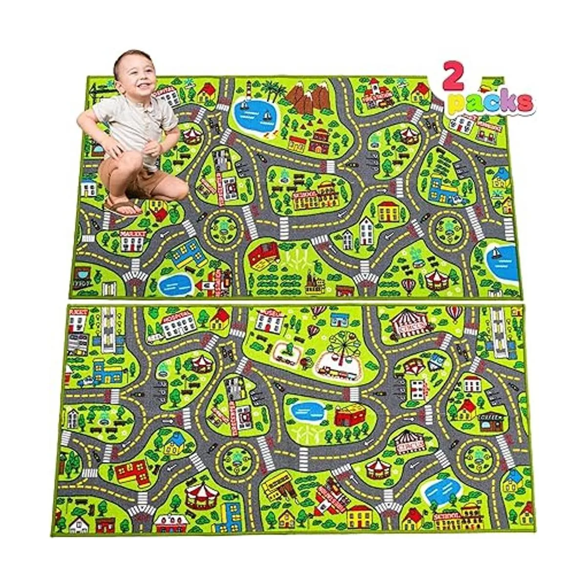 JOYIN Paquete de 2 alfombras de juegos para niños de 3
