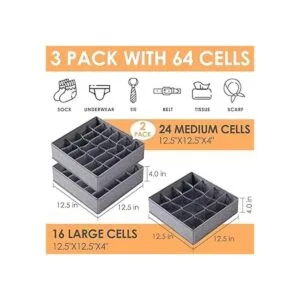 Paquete de 3 organizadores para separar la ropa interior y