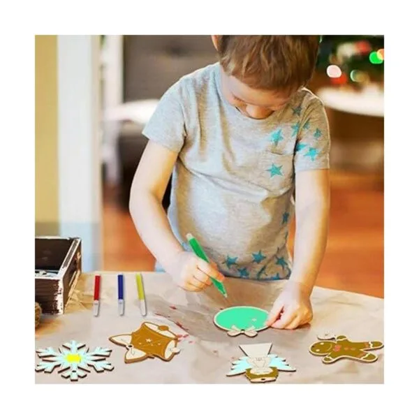 OurWarm 48 adornos de Navidad de madera para niños_4