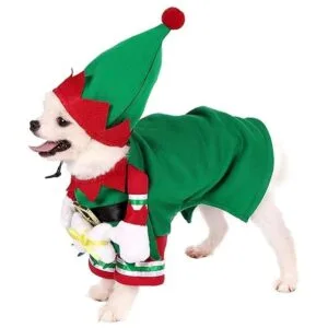 Mogoko Disfraz de elfo de Navidad para perro gato