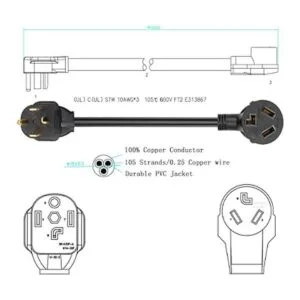 Adaptador de secadora de 3 puntas a 4 puntas adaptador de