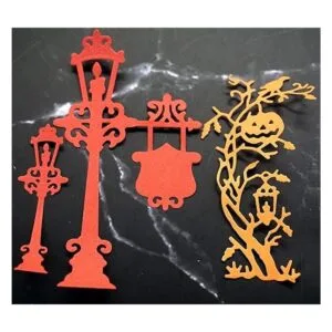 Lámpara de carretera de metal con troqueles de Navidad_4