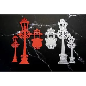 Lámpara de carretera de metal con troqueles de Navidad_5