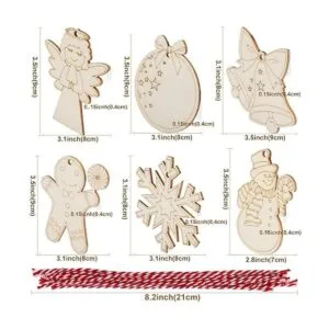 OurWarm 48 adornos de Navidad de madera para niños_3
